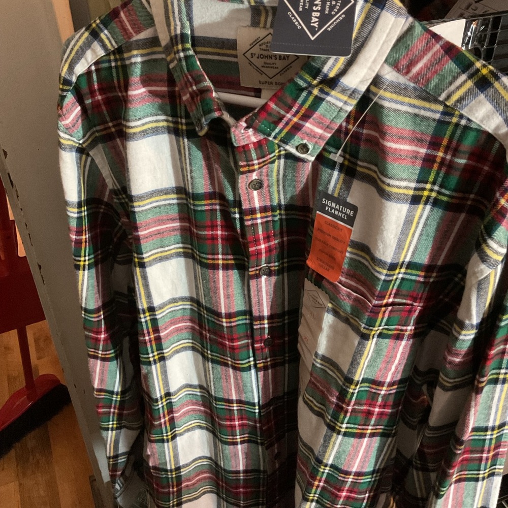 Men's St. John’s Bay Plaid Flannel Long Sleeve Button Down Shirt - Multicolor XL